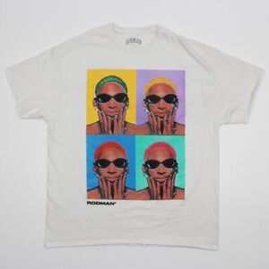 RODMAN Brand Dennis Rodman White Pop Culture Graphic T-Shirt | Size M